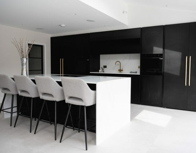 Modern black and white kitchen